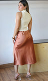 Satin High Waist Midi Skirt