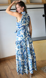 Floral Print Halter Neck Tiered Maxi Dress