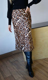 Leopard Print Satin Skirt