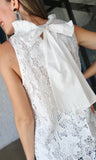 Ruffle Neck Sleeveless Lace Top