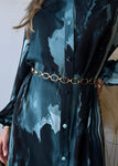 Green Swirl Button Dress