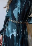 Green Swirl Button Dress