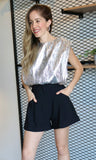 Sleeveless Metalic Silver Blouse