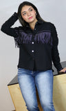 Black Fringe Denim Jacket