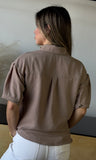 Notched Collar Linen Effect Shirt