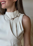 Gold Details Beige Top
