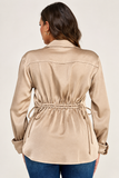 Button Down Top With Back Waist Drawstring