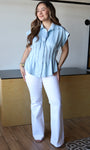 Blue Pleated Corset Top