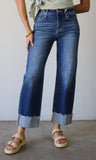 High Rise Crop Boyfriend Cufffed Jeans