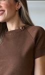 One Button Short Sleeve Sweater