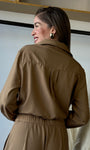 Long Sleee Front Pockets Blouse