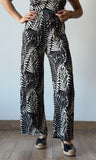 Black Print Wide Pants