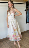 Organza Floral Print Maxi Dress