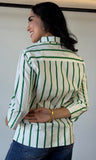 Stand Collar V-neck 3/4" Sleeve Blouse