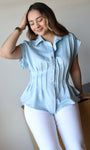 Blue Pleated Corset Top