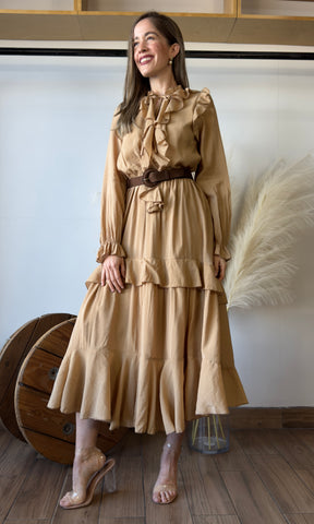 Belted Ruffled Dress