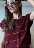Stripe Button Down Knit Cardigan