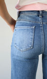 High Rise Ankle Wide Cuffed Jeans