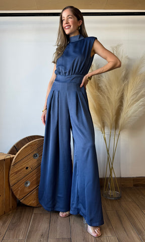 Blue Sleeveless Jumpsuit