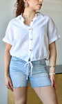 Short Sleeve Drawstring Hem Shirt
