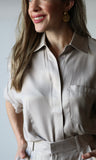 Collar Neck Short-sleeve Crop Shirts