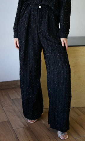 Black Rhinestone Detail Pants