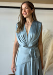 Satin Pleated Gown