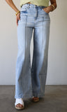 High Waist Wide Leg Pintuck Detailed Jeans