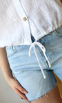 Short Sleeve Drawstring Hem Shirt