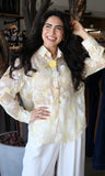 Yellow Flower Button Detail Blouse