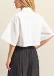 Front Pocket Poplin Crop Collared Shirt