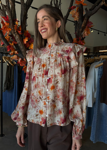 Floral Ruffle Sleeve Addison Blouse
