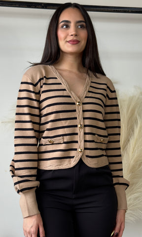 Stripe Long Sleeve Cardigan