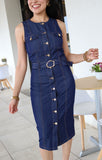 Sleeveless Denim Midi Dress
