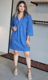 V-Neck Lapel Collar Shirt Dress