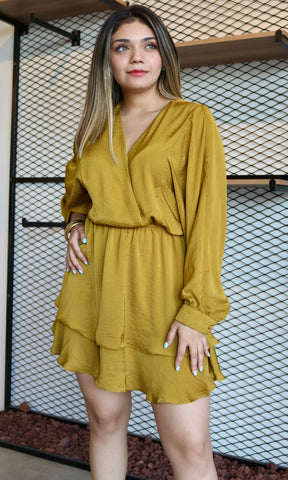 Long Sleeve Surplice Dress