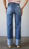High Rise Ankle Wide Cuffed Jeans
