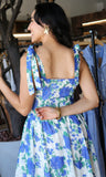 Printed Tied Strap Sleeveless Long Dress