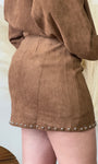 Stud Detail Suede Skirt
