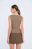 Taupe Square Neck Sleeveless Top