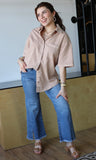 Short Sleeve Button Down Oversized Shirt