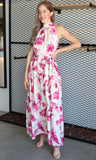 Floral Print Halter Maxi Dress