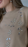 Beige Rhinestone Vest