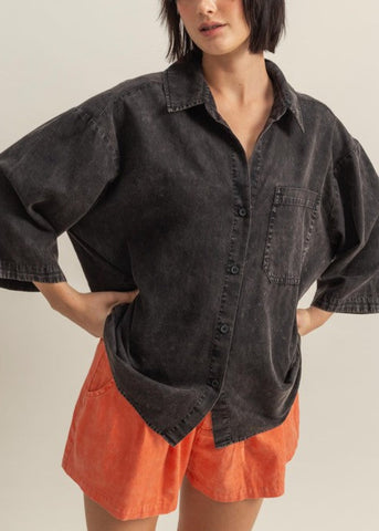 Oversized Button Down Collared Shirt
