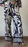 Navy Printed Pants
