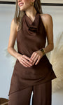 Cowl Neck Backless Halter Top