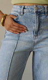High Waist Wide Leg Pintuck Detailed Jeans
