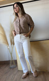 Notched Collar Linen Effect Shirt