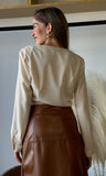 Draped Long Sleeve Blouse