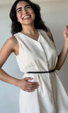 Sleeveless Belted Linen Effect Dress